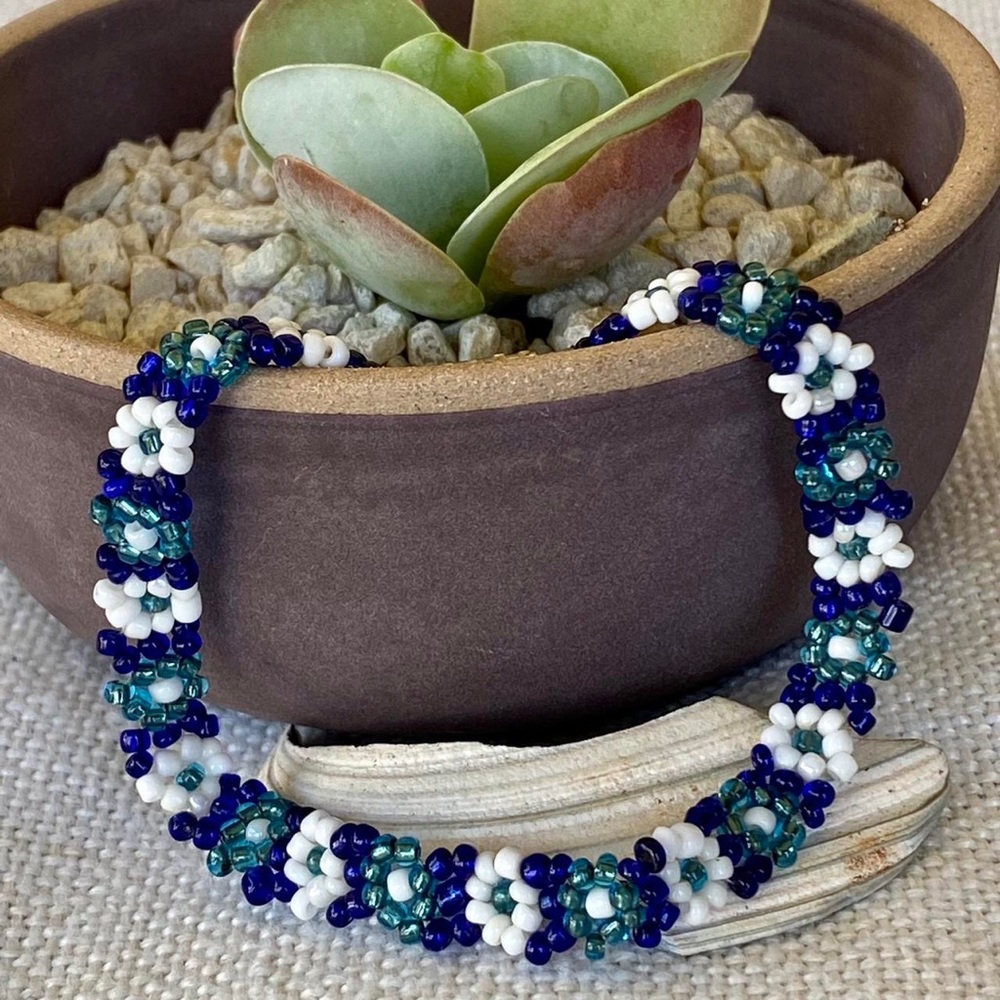 Vintage Daisy Chain Bracelet Turquoise Cobalt